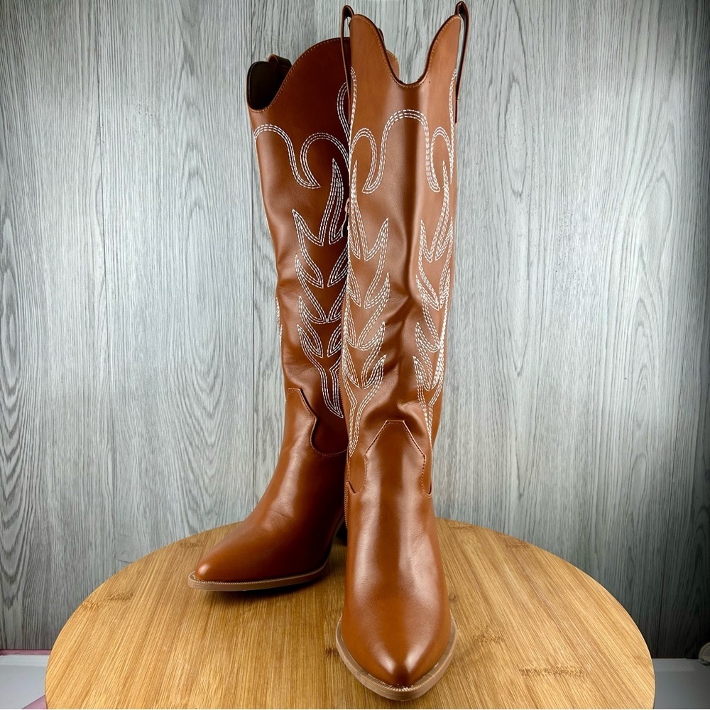 WOMEN’S KNEE HIGH COWBOY BOOTS (CATTLE-9) - Picture 11 of 12